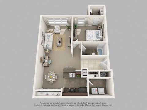 One Bedroom One Bath Floor Plan